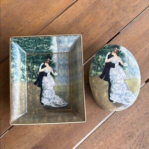 Goeble Artis Orbs Renoir Dance En Ville Ceramic Trinket Dish and Box Set
